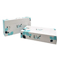 White facial tissues in Livi brand white and blue flat box
