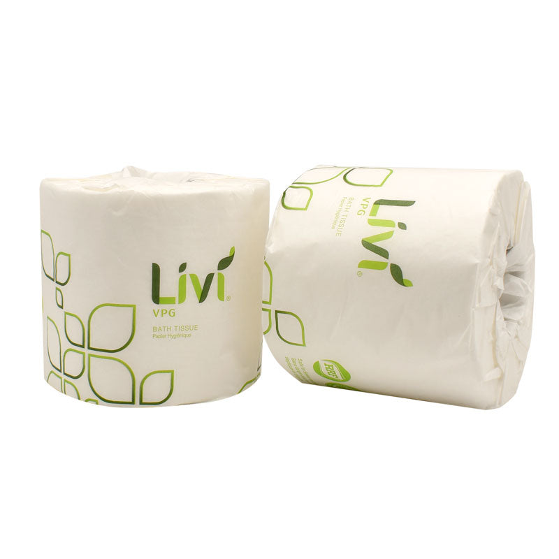 Two wrapped rolls of bath tissue
