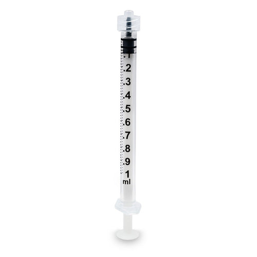 1 ml plastic syringe with black markings