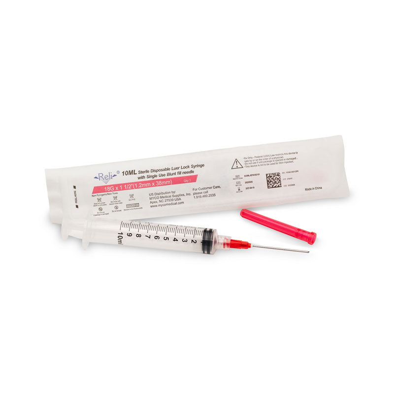 70121018 -  MYCO RELI®  Syringe 5mL, with 18Gx1.5" Blunt Fill Needle Attached, #S10ML-BFN18G151 (100/bx)