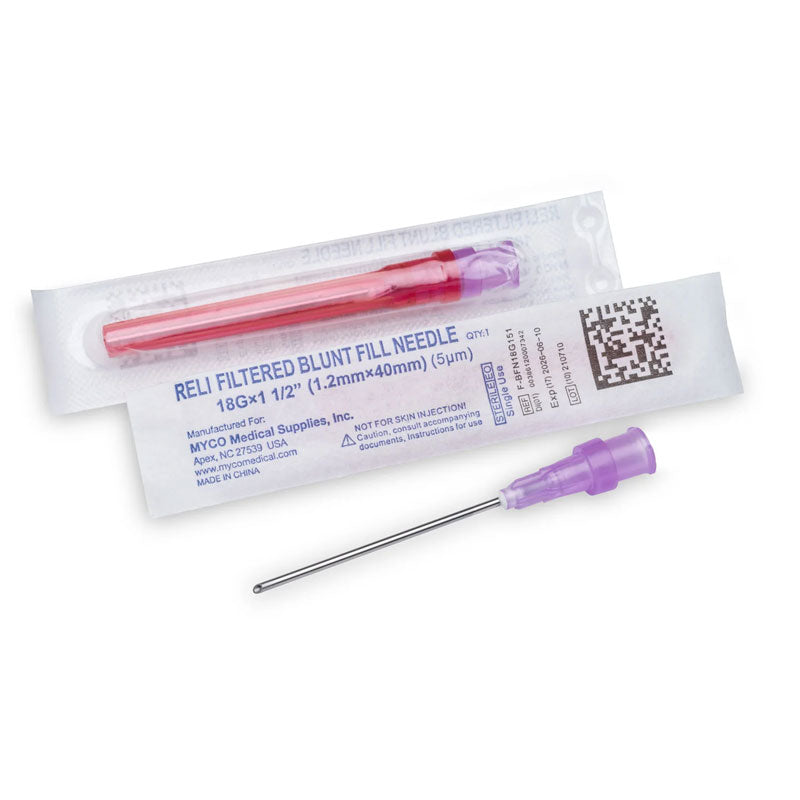 70121518 - MYCO RELI®  Filtered Blunt Fill Needle 18Gx1.5" #F-BFN18G151 (100/bx)