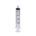 20 mL clear plastic syringe with black markings