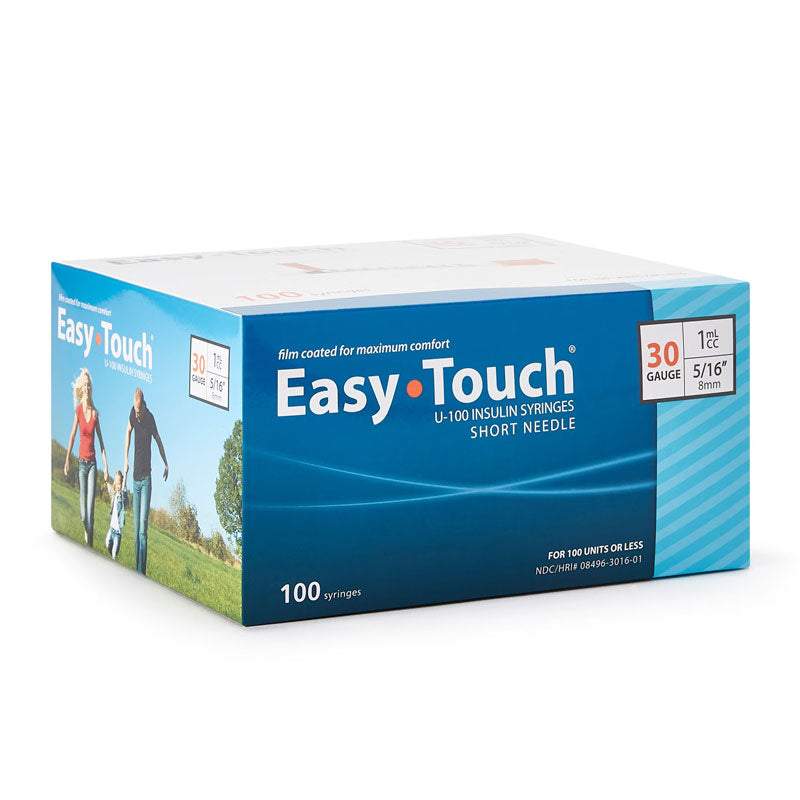 Easy Touch insulin syringe and needle in box
