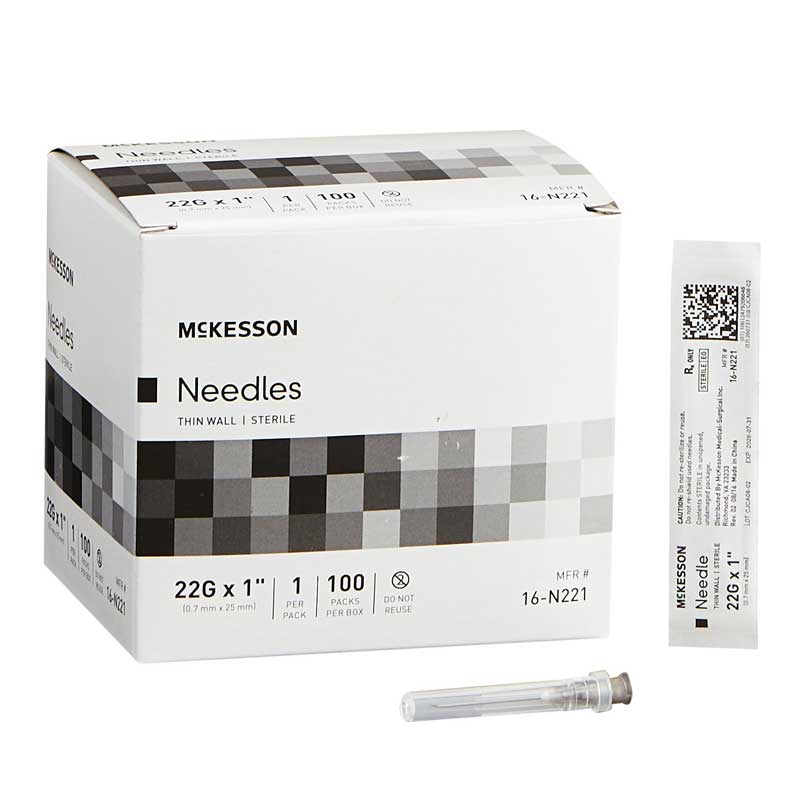 70200221 - McKesson Hypodermic Needle 22G 1-1/2" Thin Wall Non-Safety #16-N221 (100/bx)