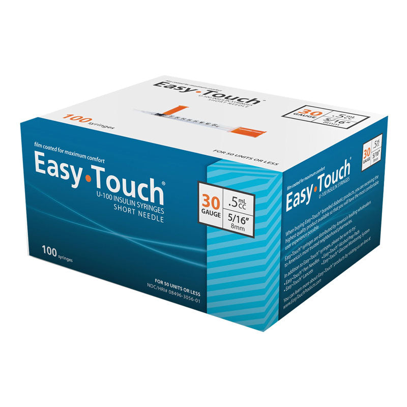 Easy Touch insulin syringe and needle in box
