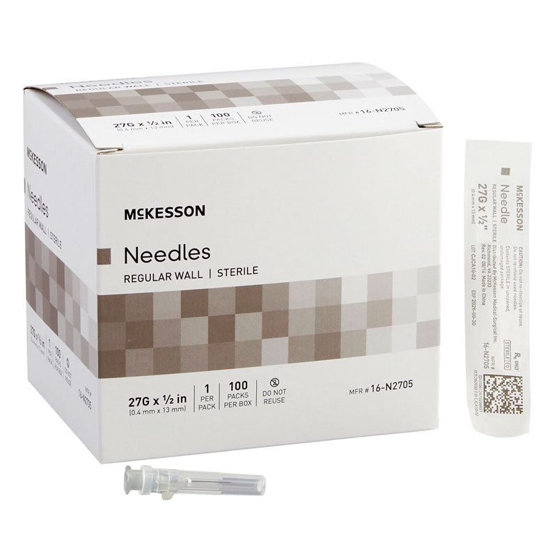 70201799 - McKesson Hypodermic Needle 27G 1/2" Regular Wall Non-Safety #16-N2705 (100/bx)