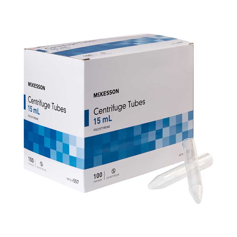 70201925 - McKesson Centrifuge Tube Plain 15mL w/o Color Coding w/o Closure Polystyrene Tube #557 (100/bx)