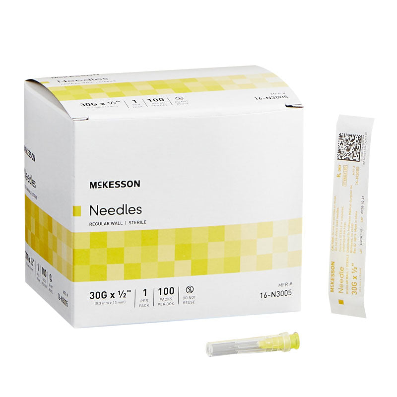 70203005 - McKesson Hypodermic Needle 30G 1/2" Regular Wall Non-Safety #16-N3005 (100/bx)