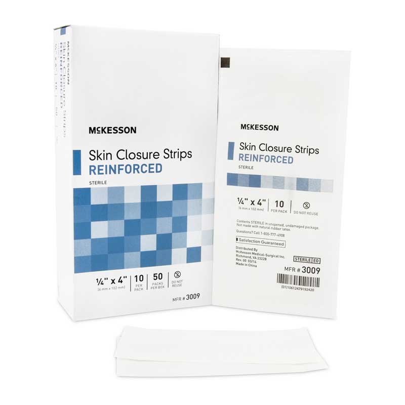 McKesson Skin Closure Strips packaging on a white background