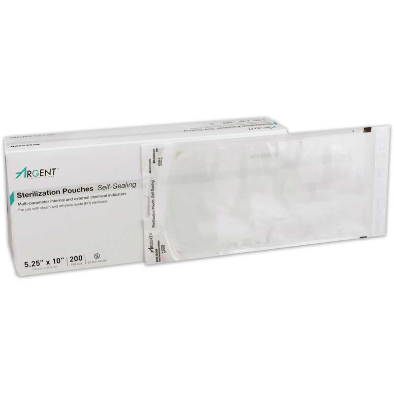 70203382 - McKesson Sterilization Pouch Ethylene Oxide EO Gas Steam 5.25"x10" Transparent Blue Self Seal Paper Film #73-SSP382 (200/bx)