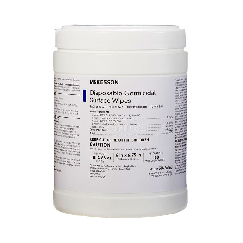 70206160 - McKesson Surface Disinfectant Premoistened Manual Pull Wipe Canister Alcohol Scent N/S 350-66160 (160/ea)