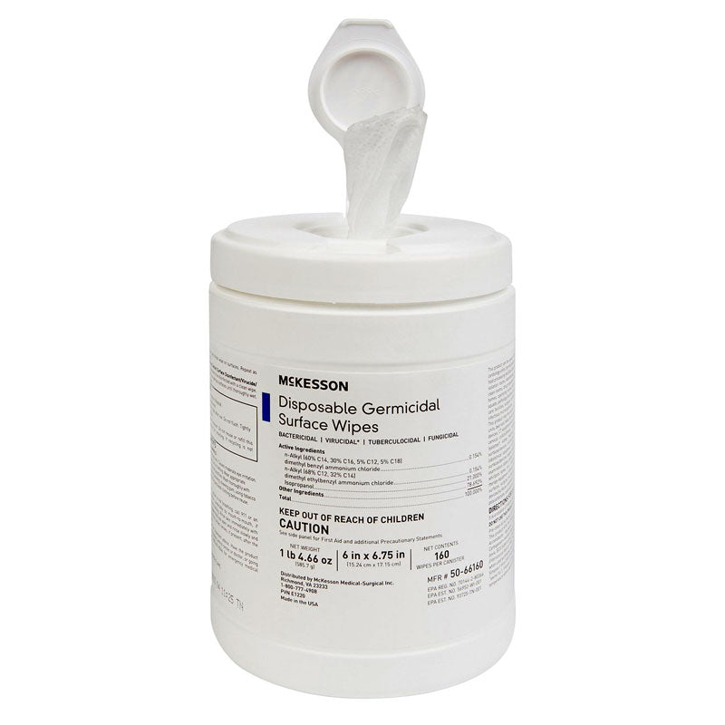 70206160 - McKesson Surface Disinfectant Premoistened Manual Pull Wipe Canister Alcohol Scent N/S 350-66160 (160/ea)