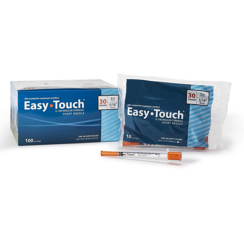 70720165 - MHC Medical Insulin Syringe W/ Needle EasyTouch 1mL 30G 5/16" Thin Wall N/S #830165 (100/bx)