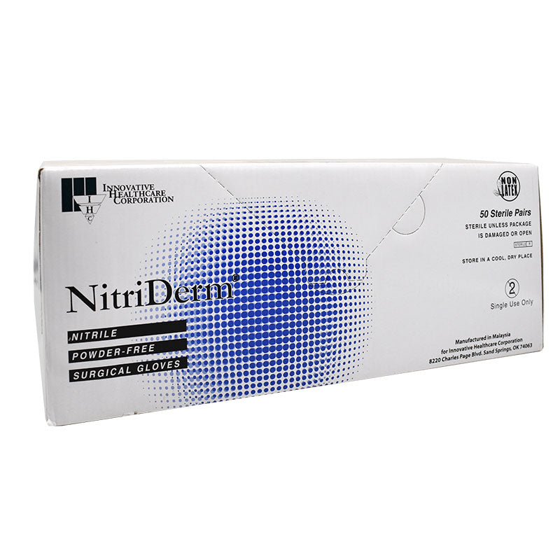 70802689 - NitriDerm® Nitrile Surgical Gloves, Sterile, Standard Cuff, Textured, White, Chemo-Tested, Size 7 #135270 (50/bx)