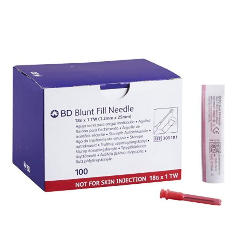 72571181 - BD Blunt Fill Needle 18G x 1" Single Use, Sterile # 305181 (100/bx)