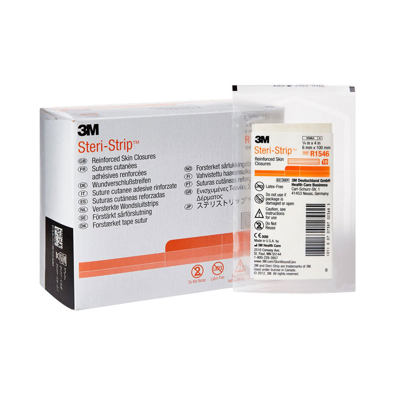 72641546 - Solventum Steri-Strip™ Skin Closure Strip .25"x4" Nonwoven Material Reinforced Strip White #R1546 (50/bx)
