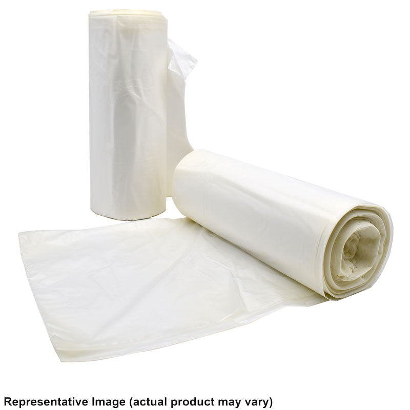 Rolls of clear trash can liners